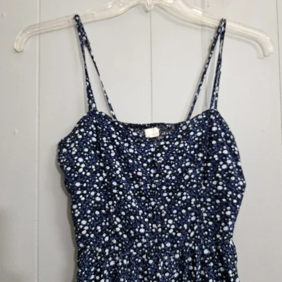 Garage Navy Blue And White Floral Cocktail Party Vacation Mini Dress Size S - Picture 2 of 10